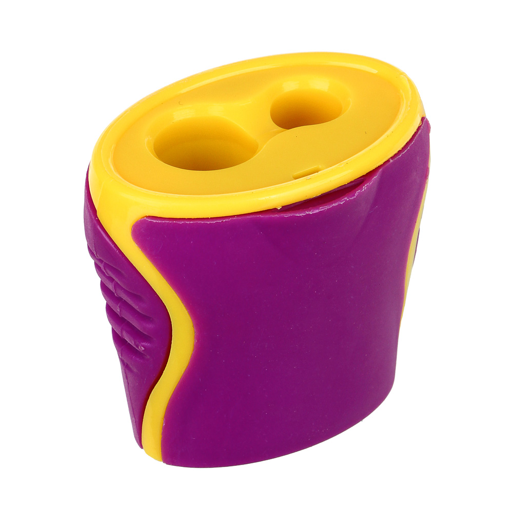 Точилка с контейнером, 2 отверстия, 4 цвета корпуса, пластик, металл, 3,8х4см, арт.№ 576-044