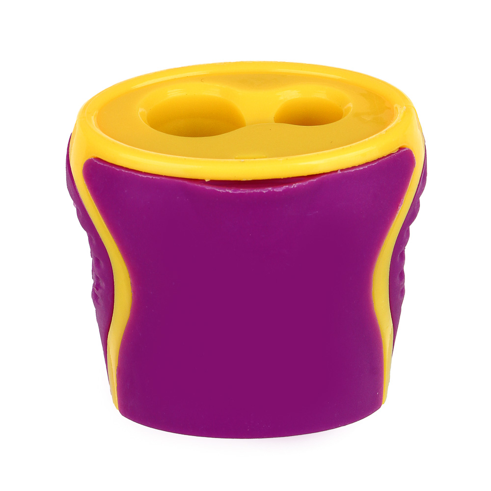 Точилка с контейнером, 2 отверстия, 4 цвета корпуса, пластик, металл, 3,8х4см, арт.№ 576-044