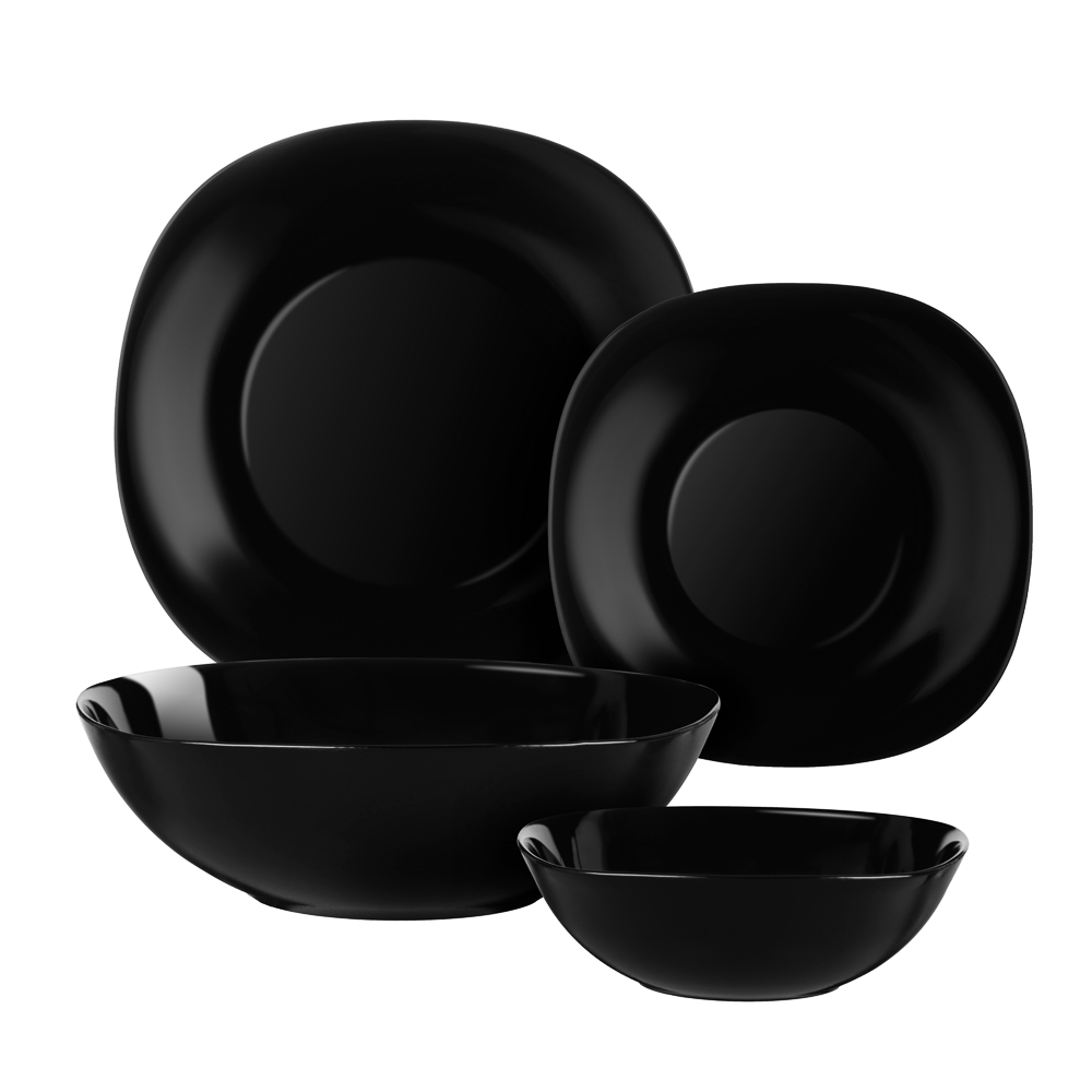 MILLIMI Блэк Набор столовой посуды 19 пр., опаловое стекло, квадратный, арт.№ 818-205