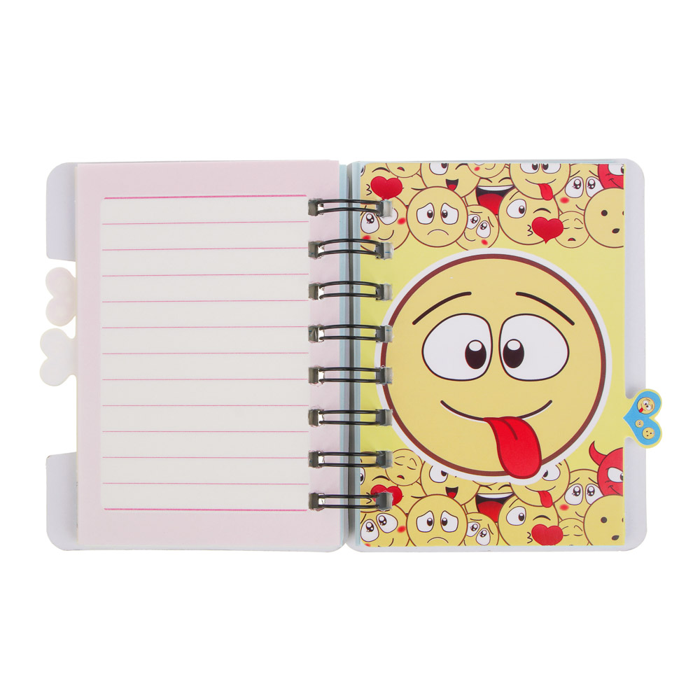 Записная книжка 12х9,3см, 57 листов, "Смайлики", картон, спираль, 3 цветных разделителя, 4 дизайна, арт.№ 557-002