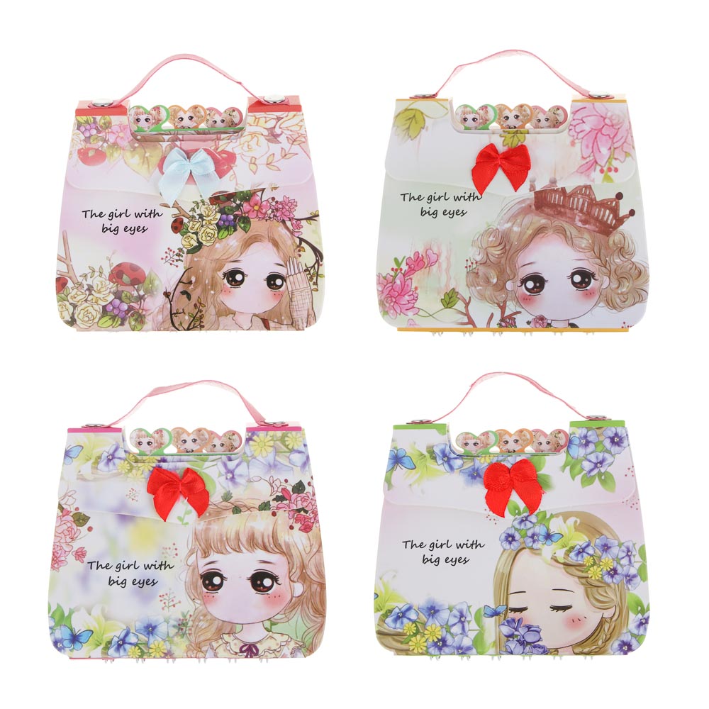 Записная книжка фигурная, 11,3х9,8см, 57л., "Девочки", в форме сумочки, клапан на лип., ручка, 4 диз, арт.№ 557-010