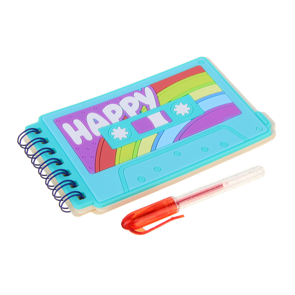 Записная книжка фигур.с ручкой шар., 8,8-13х7,2-11,4см,40л., обложка из силикона с объем.элем.,4диз., арт.№ 557-017