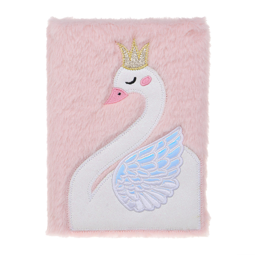 Записная книжка B6, 18х13см, 80 листов, твердая обложка, плюш, нашивка, вышивка, 2 дизайна, арт.№ 557-037