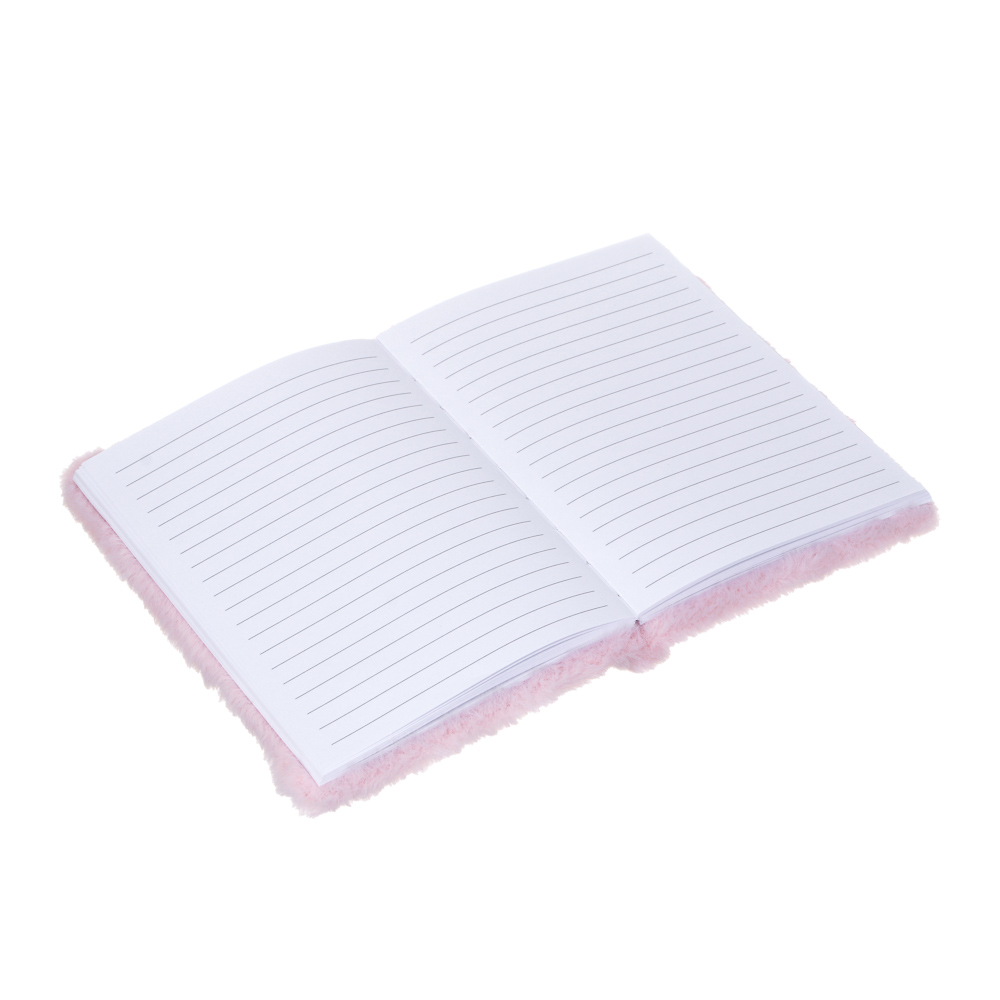 Записная книжка B6, 18х13см, 80 листов, твердая обложка, плюш, нашивка, вышивка, 2 дизайна, арт.№ 557-037