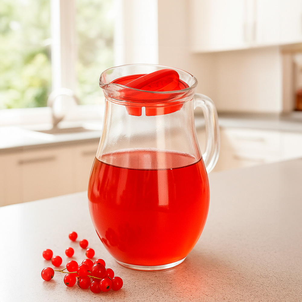 PASABAHCE  Бистро Кувшин 1850мл, с красной крышкой, стекло, арт.№ 878-677