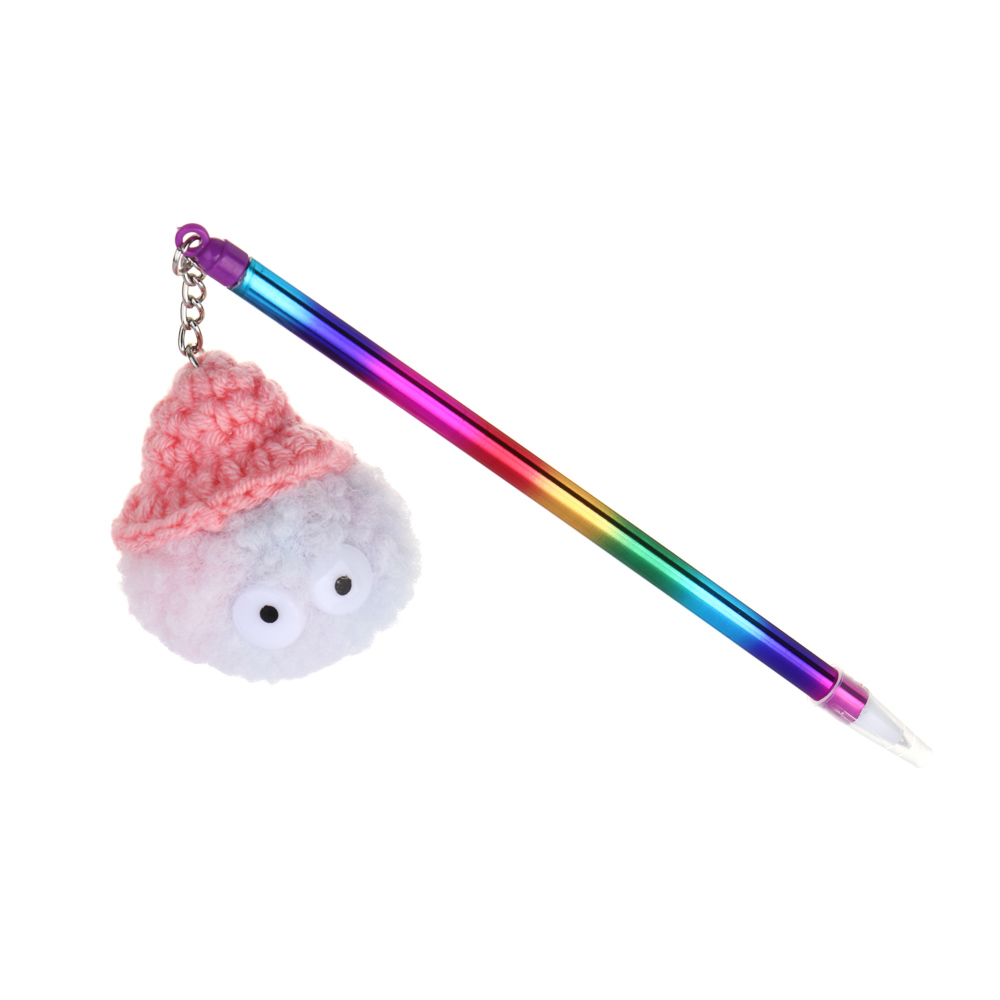 Ручка шариковая синяя, подвеска в форме пушистиков с ушками, пластик, корпус 17,5 см, 4 дизайна, арт.№ 526-024