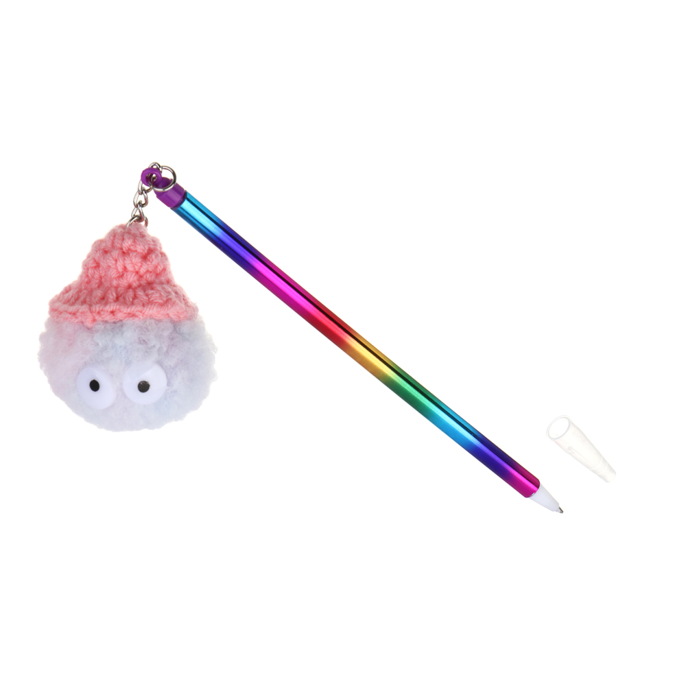 Ручка шариковая синяя, подвеска в форме пушистиков с ушками, пластик, корпус 17,5 см, 4 дизайна, арт.№ 526-024