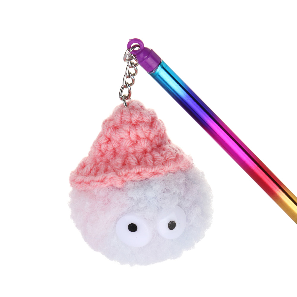 Ручка шариковая синяя, подвеска в форме пушистиков с ушками, пластик, корпус 17,5 см, 4 дизайна, арт.№ 526-024