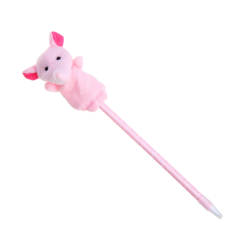 Ручка шариковая синяя, наконечник в форме зверят, корпус 18,5см с эфф.голографии, ткань, PP, 4диз., арт.№ 526-028