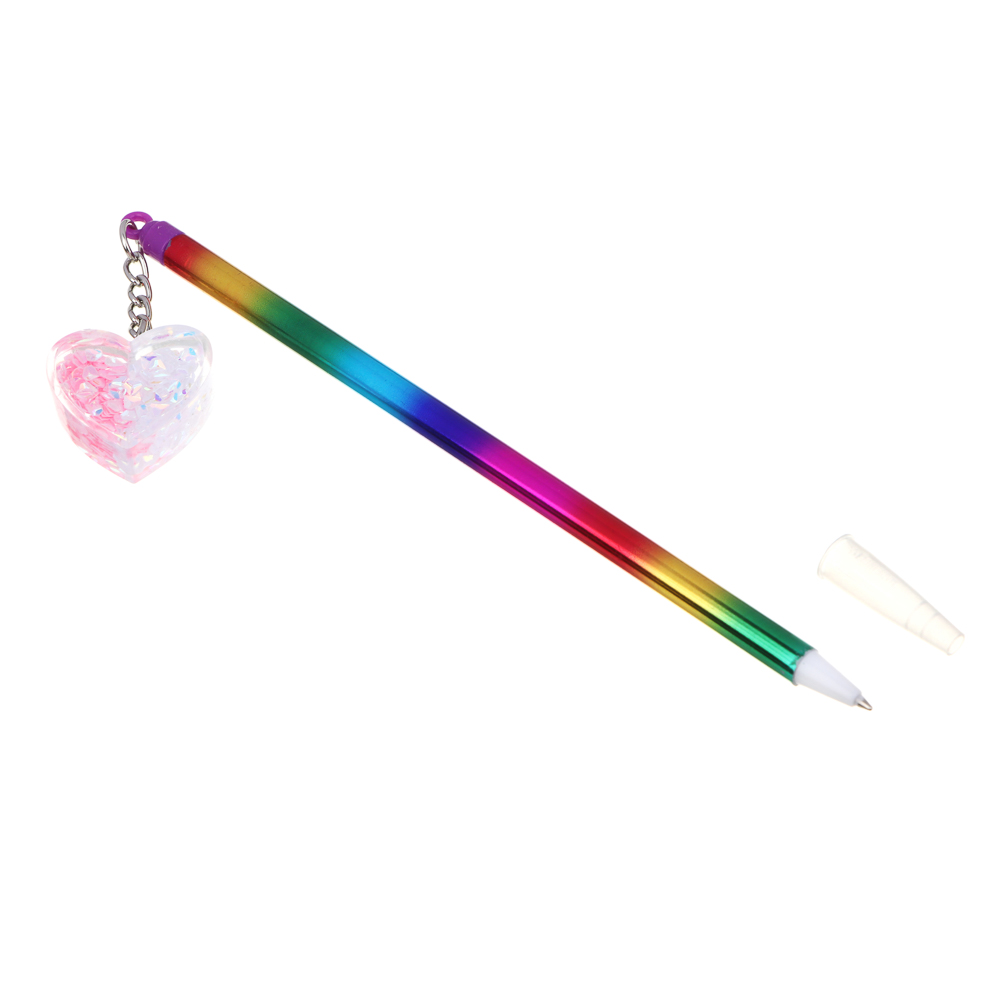 Ручка шариковая синяя с подвеской в форме сердца, пластик, акрил, корпус 17,5 см, 3 дизайна, арт.№ 526-030