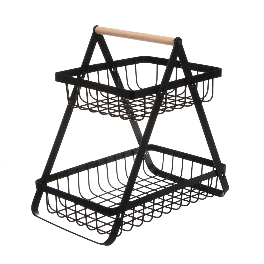 Корзина для фруктов двухярусная тм SATOSHI, 22x14x25 см, углеродистая сталь, арт.№ 827-133