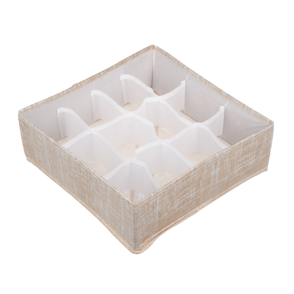 Кофр для мелочей тм VETTA ЛЁН, полиэстер, 30х30х10см, бежевый, арт.№ 457-645