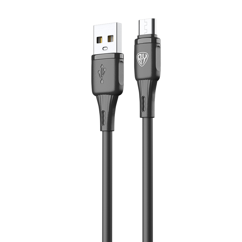 Кабель для зарядки USB(A)-microUSB BY Twist, 18Вт, 1 м, 3A, гибкий силикон, чёрный, арт.№ 931-628