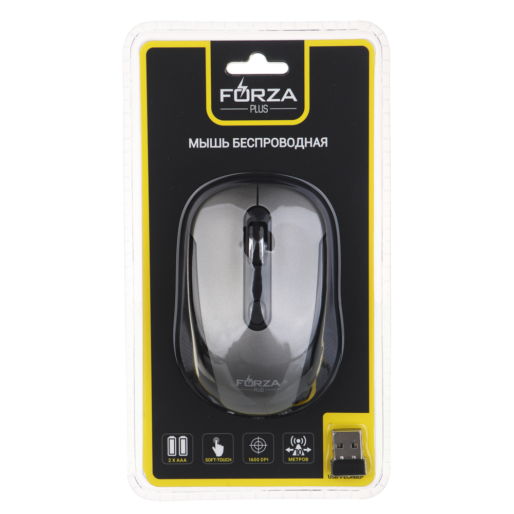 Компьютерная мышь беспроводная FORZA, 1600DPI, 2.4GHz, 2xАAA, Soft Touch, 2 цвета, арт.№ 405-010