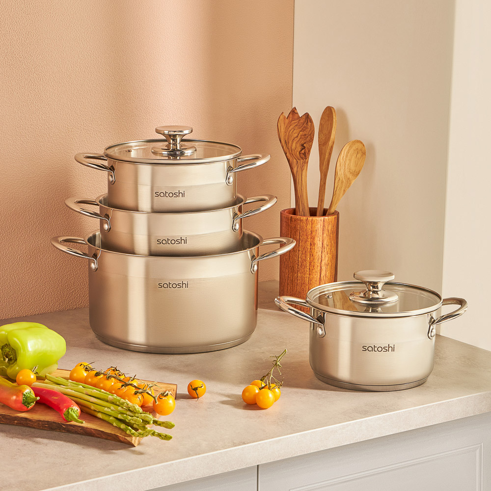 SATOSHI Асти Кастрюля 18х10,5см. 2,6л. со стекл. крышкой, индукция, арт.№ 822-002