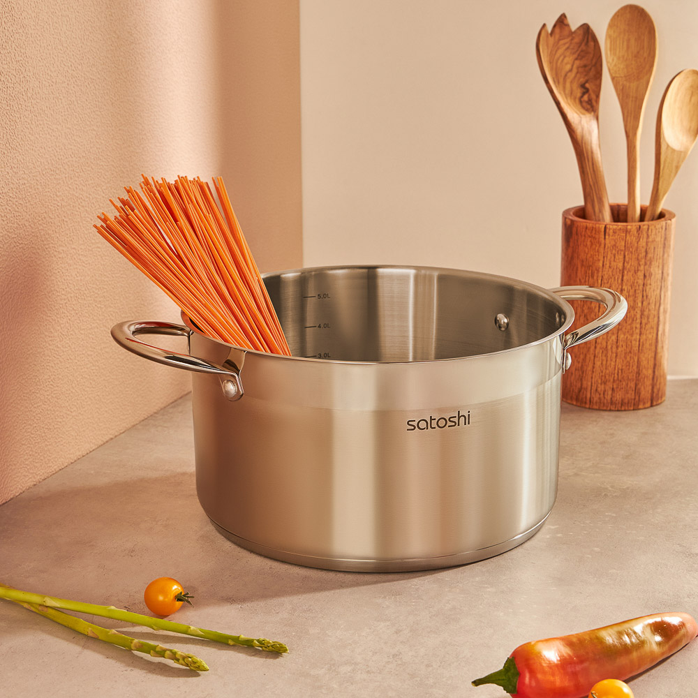 SATOSHI Асти Кастрюля 24х13,5см. 6,1л. со стекл. крышкой, индукция, арт.№ 822-004