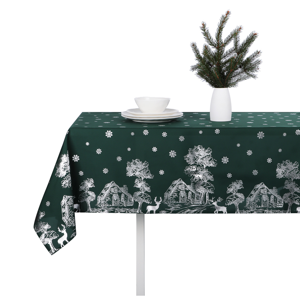 PROVANCE Фелиз Скатерть текстильная с водоотталкивающей пропиткой, 140x230см, 100%полиэстер, зеленый, арт.№ 492-198