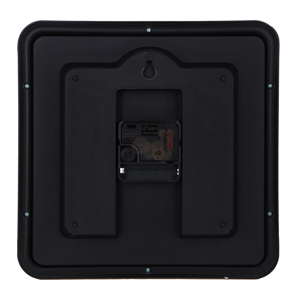 LADECOR CHRONO Часы настенные квадратные, пластик, 25x25x4 см, 1xAA, оправа коричневая, арт.№ 581-334