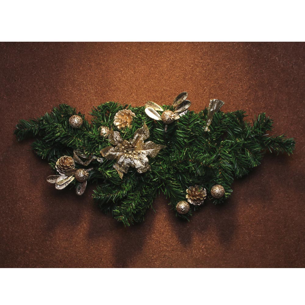 СНОУ БУМ Украшение декоративное еловое, пластик, полиэстер, 61см, шампань с золотом, арт.№ 379-132