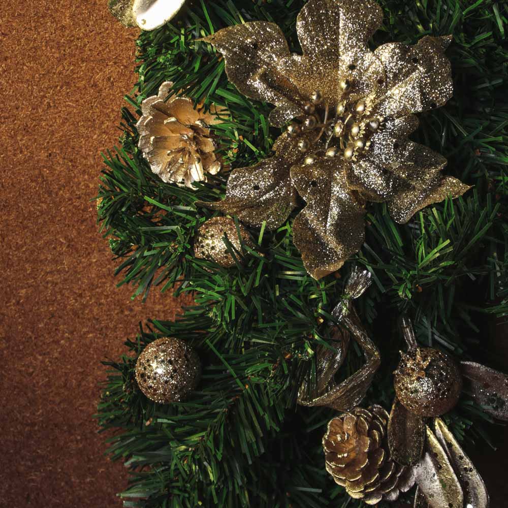 СНОУ БУМ Украшение декоративное еловое, пластик, полиэстер, 61см, шампань с золотом, арт.№ 379-132