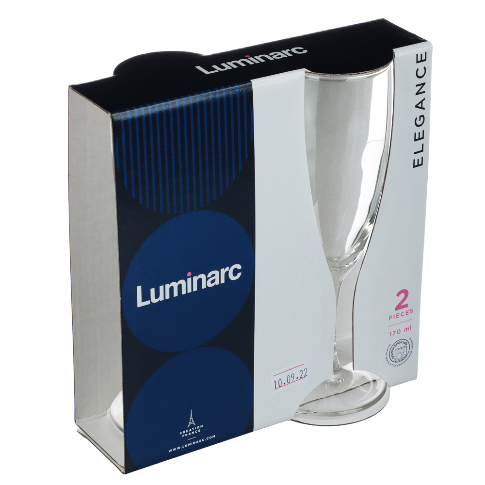 LUMINARC Элеганс Набор бокалов для шампанского 2шт 170мл, стекло, арт.№ 878-471