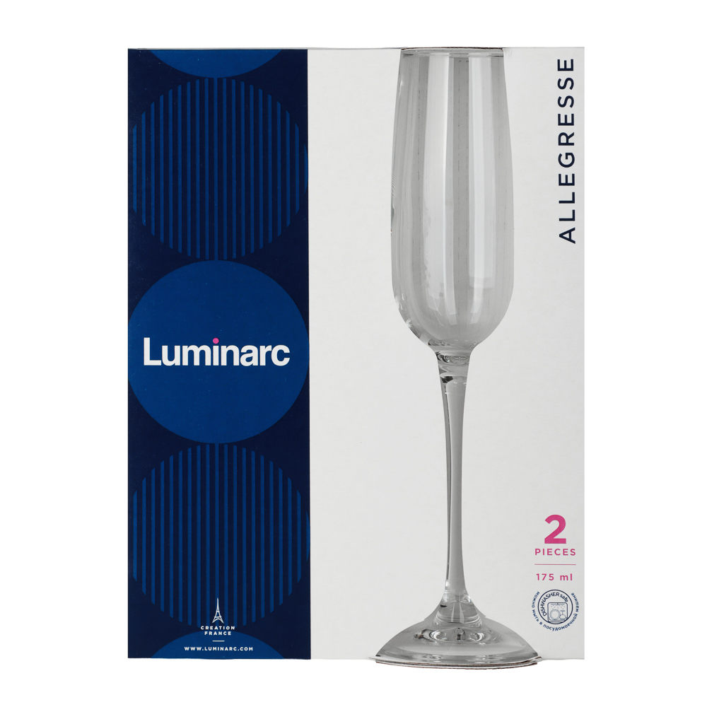 LUMINARC Аллегресс Набор бокалов для шампанского 2шт 175мл, стекло, арт.№ 878-472
