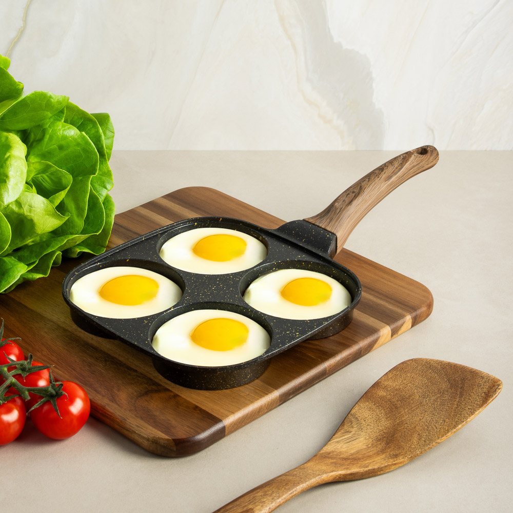 SATOSHI Карнуа Сковорода литая с крышкой, 4 секции, 18см, антипригарное покрытие мрамор, индукция, арт.№ 846-721