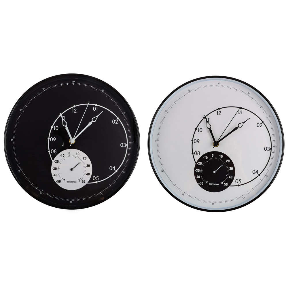 LADECOR CHRONO Часы настенные с термометром, пластик, стекло, d30,5х4,5см, 2 дизайна, ЧН-29, арт.№ 581-138