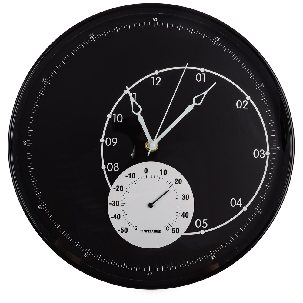 LADECOR CHRONO Часы настенные с термометром, пластик, стекло, d30,5х4,5см, 2 дизайна, ЧН-29, арт.№ 581-138