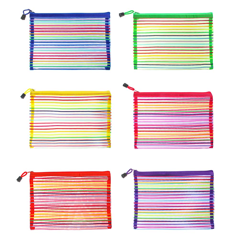 Конверт универсальный тм ЮL "Мультиколор", А5, на молнии 25х18см, полиэстер сетка, 6 цветов, арт.№ 310-344