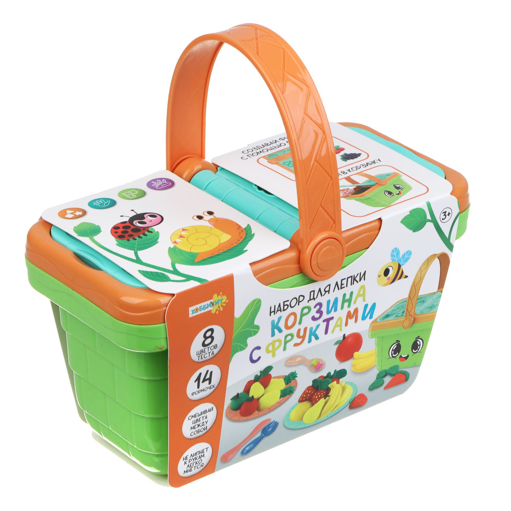 ХОББИХИТ Набор для лепки "Корзина с фруктами", тесто, пластик, 20х11х20см, арт.№ 289-182