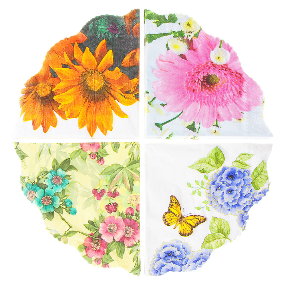 Салфетки бумажные 20шт, двухслойные, фигурные, d30см, 3 дизайна, арт.№ 437-200