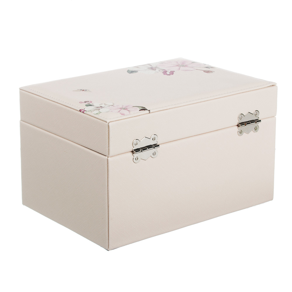 LADECOR Шкатулка для украшений с зеркалом, 2 выдвижных яруса с секциями, 22,5х15,5х14см, полиэстер, арт.№ 504-658