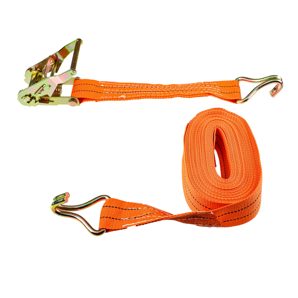 Стяжка груза 10 м, храповик 130мм, ширина ленты 50мм, 2000/4000кг, J-крюки, ЕРМАК, арт.№ 773-075