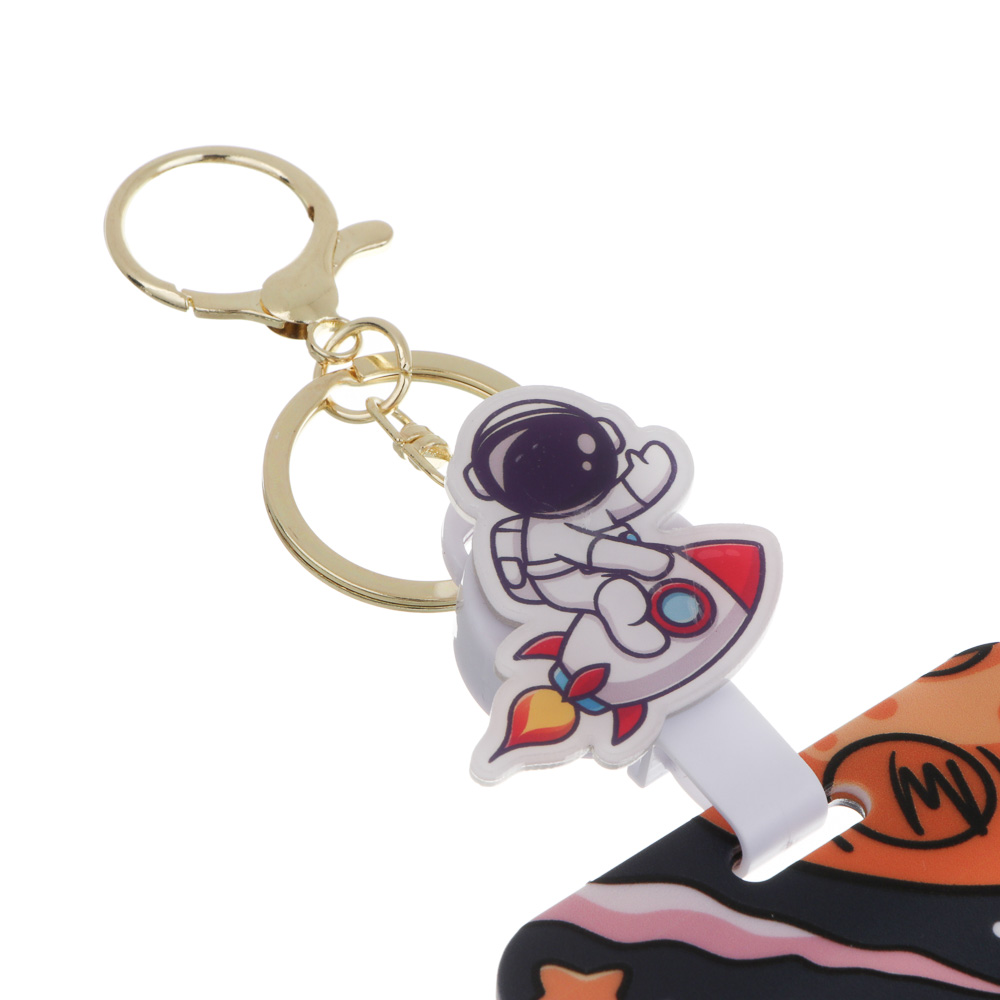 Чехол брелок для пропуска тм ЮL Космос с шармом, пластик, металл, 11х7см, 4 дизайна, арт.№ 334-155