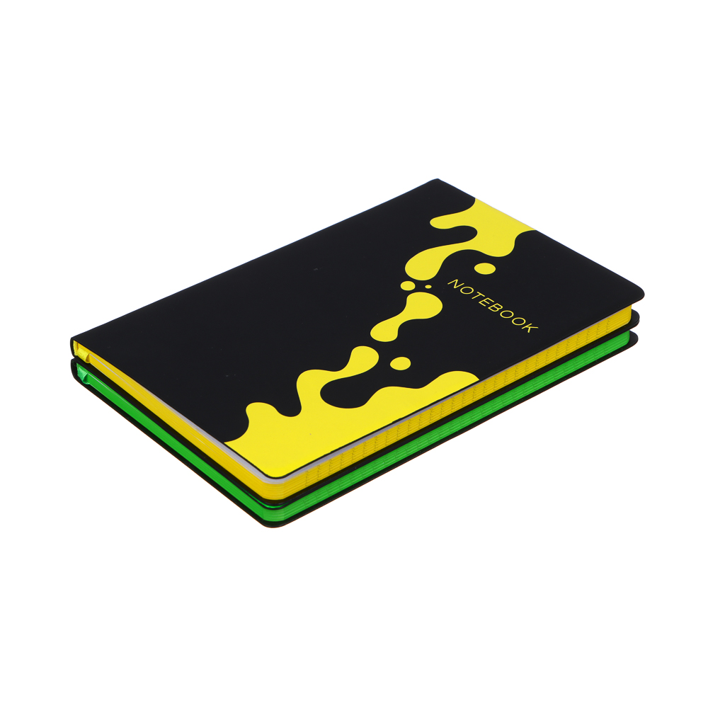 Бизнес - блокнот "НЕОН" А5, 192 стр., гибкая обл., иск.кожа "софт тач", цветной срез, 2 дизайна, арт.№ 572-205