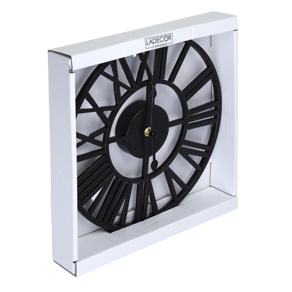 LADECOR CHRONO Часы настенные, круглые, 30x30x3,5 см, металл, цвет черный, арт.№ 581-610