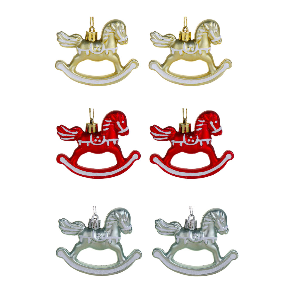 СНОУ БУМ Набор декоративных украшений "Лошадки" 2шт, 8,3х2х6,8см, пластик, 3 цвета, арт.2, арт.№ 397-384