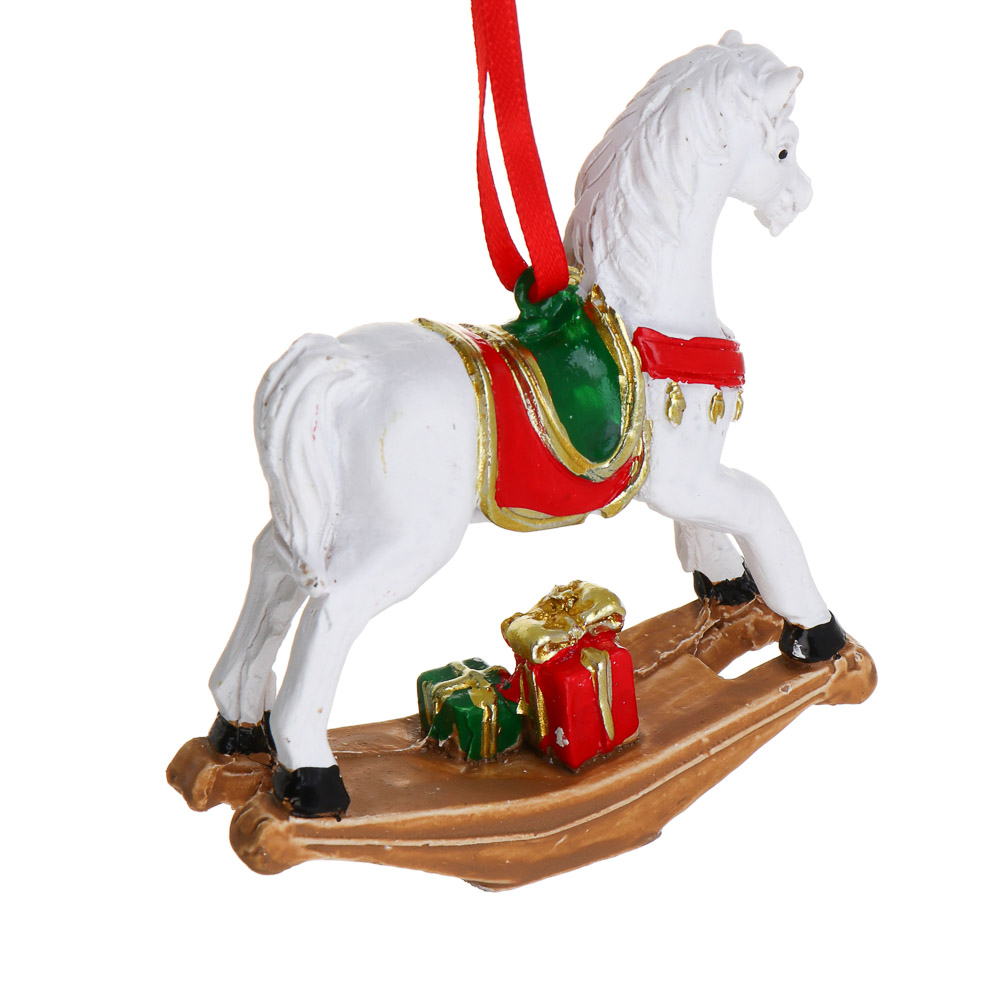 СНОУ БУМ Декоративная подвеска "Лошадка", 8x2x6,5 см, полистоун, арт.№ 397-386