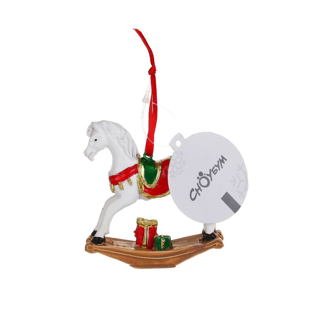 СНОУ БУМ Декоративная подвеска "Лошадка", 8x2x6,5 см, полистоун, арт.№ 397-386