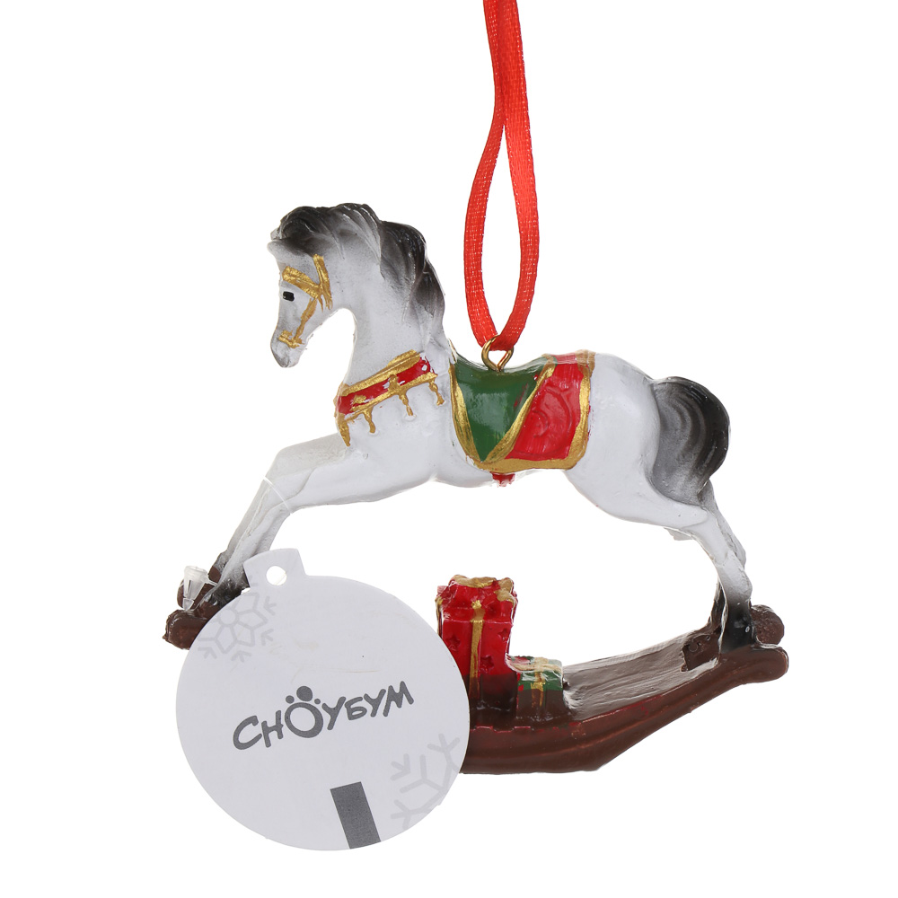 СНОУ БУМ Декоративная подвеска "Лошадка", 10x2x8,5 см, полистоун, арт.№ 397-387