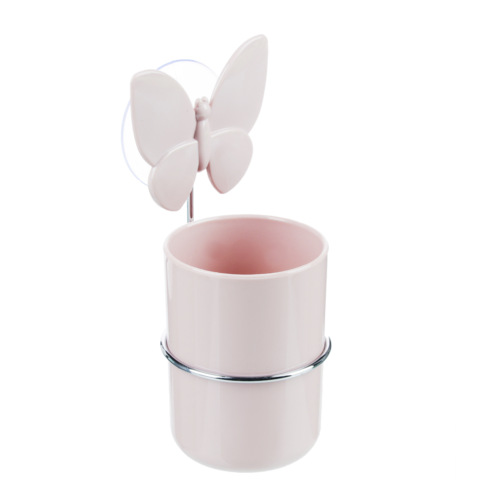 VETTA Романтика Стакан для зубных щеток на присоске, пластик, 7х10см, 3 цвета, арт.№ 463-921