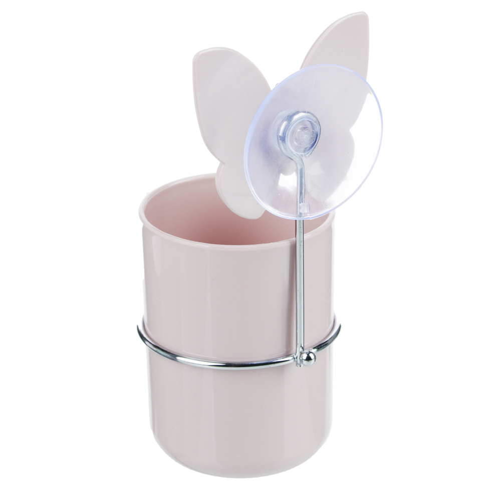 VETTA Романтика Стакан для зубных щеток на присоске, пластик, 7х10см, 3 цвета, арт.№ 463-921