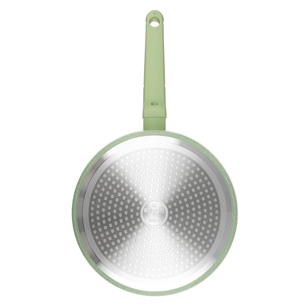 Сотейник литой с крышкой d=24 см SATOSHI Эмери, антипригарное покрытие мрамор, индукция, с бамбуковой лопаткой, 3 цвета, арт.№ 846-742