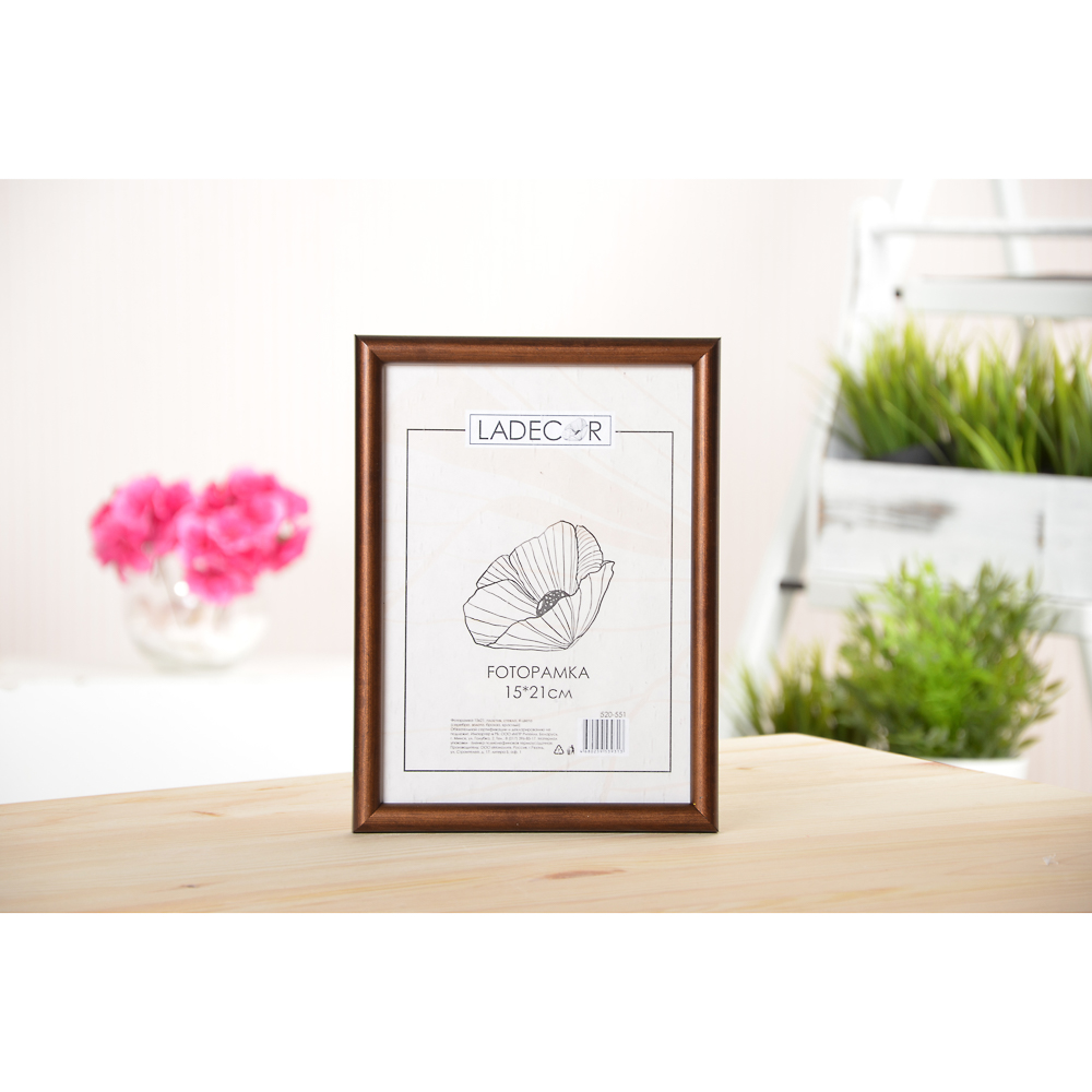 LADECOR Фоторамка 15х21см, пластик, стекло, 5 цветов, арт.№ 520-551