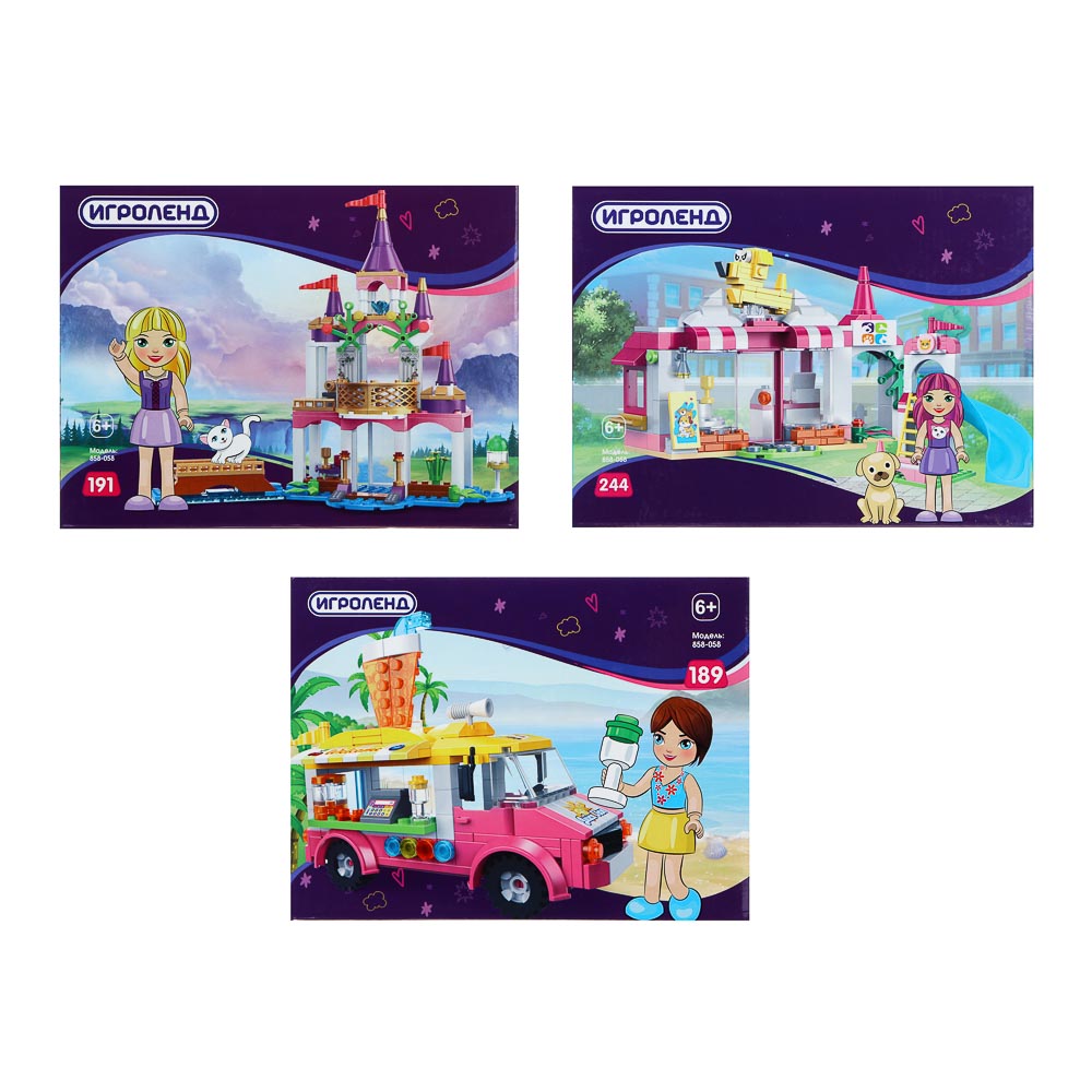 ИГРОЛЕНД Конструктор "Истории подружек", 189 -244 дет, пластик, 20х15х7см, 3 дизайна, арт.№ 858-058