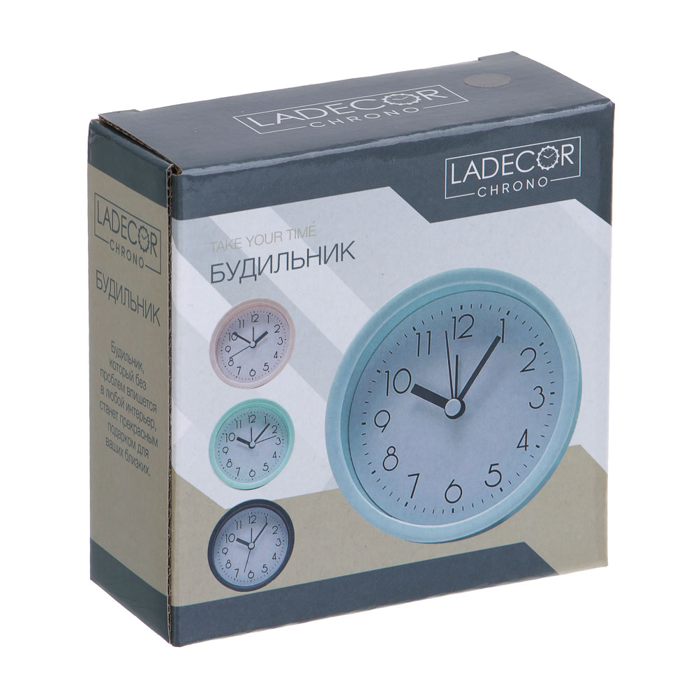 LADECOR CHRONO Будильник, 10x4x10 см, 1*АА, пластик, 4 цвета, арт.2, арт.№ 529-041