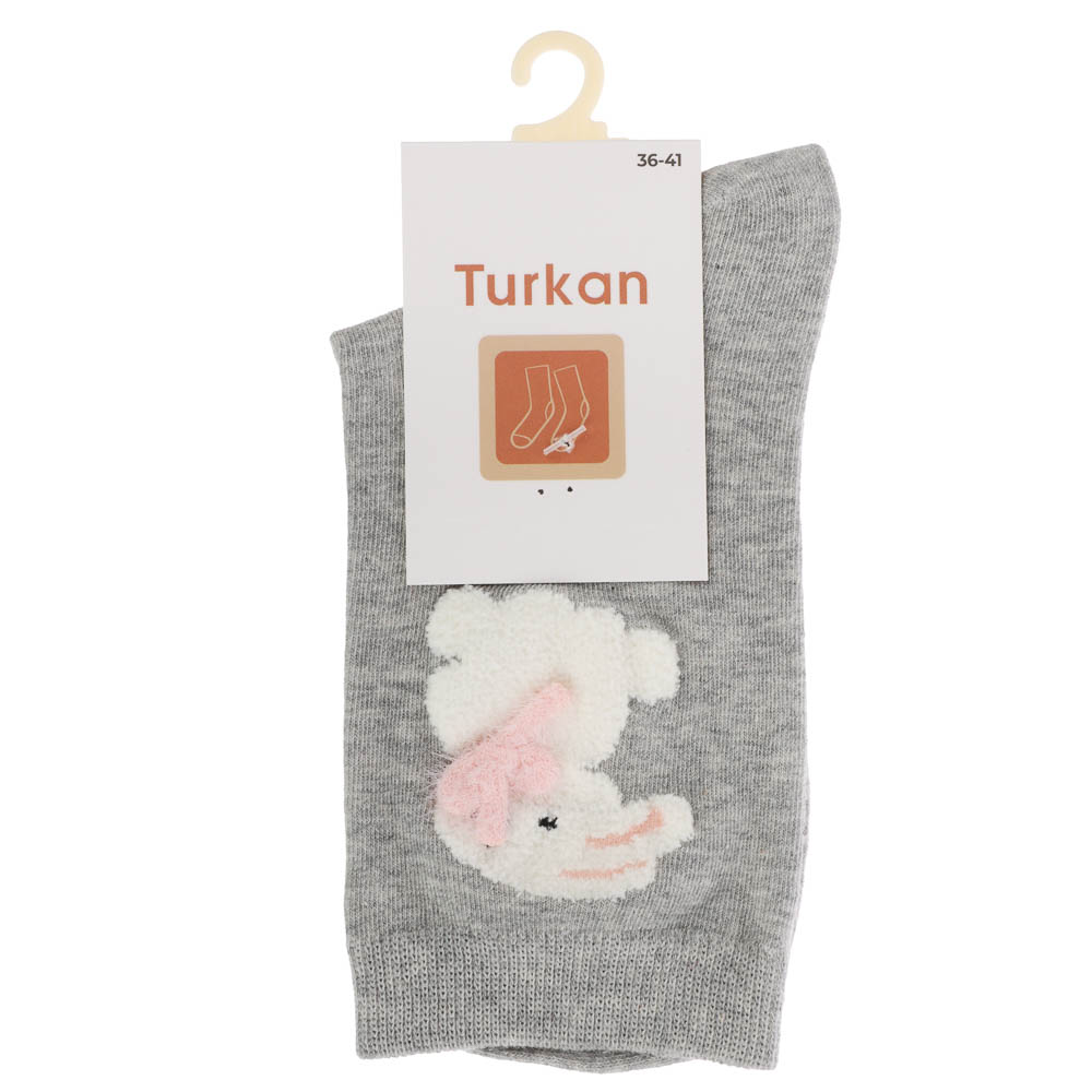 Носки женские с декором, тм TURKAN, размер 36-41, 90% хлопок, 8% п/а, 2%лайкра, разноцветные, арт.№ 019-676