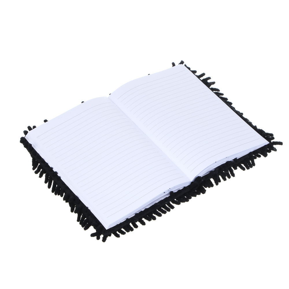 Записная книжка А5, 21х14,8см, 80л., ПЭ под мех с длин.ворсом, нашивка в форме котика, закл., арт.№ 557-079