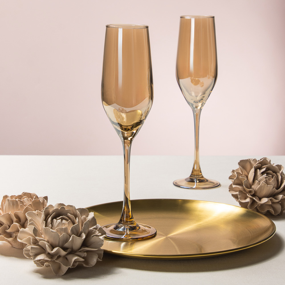 LUMINARC Селест Золотой мед Набор бокалов для шампанского 2 шт 160 мл, стекло, арт.№ 878-537